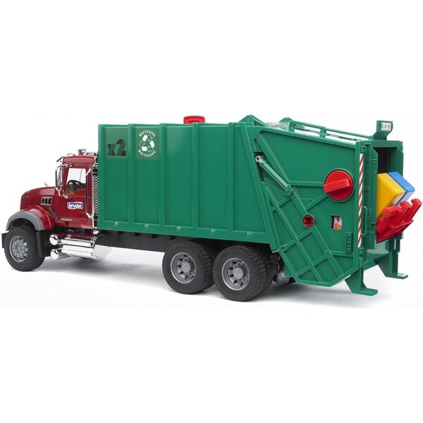 Bruder 1:16 MACK Granite 69cm Garbage Truck Rear Loading Red/Green Kids Toy 4y+