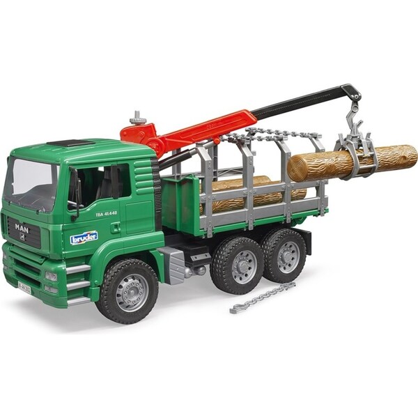 Bruder 1:16 MAN TGA 43cm Timber Truck w/ Loading Crane/3 Trunks Kids Toy 4y+