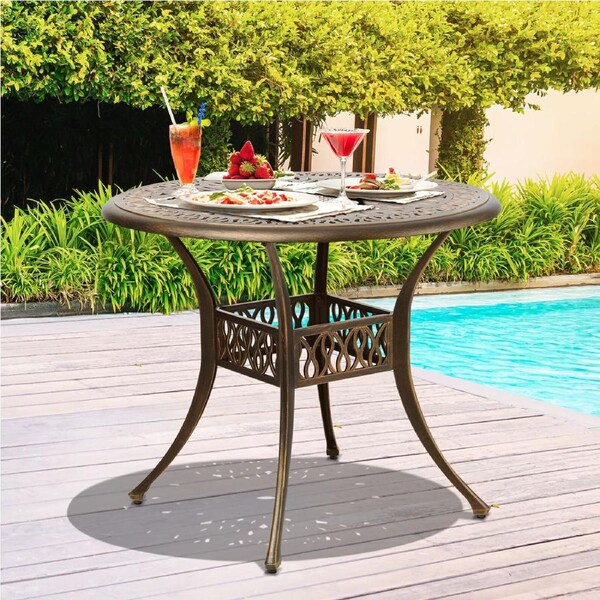 Livsip Outdoor Dining Table Cast Aluminum 90x90x75cm Garden Patio Furniture