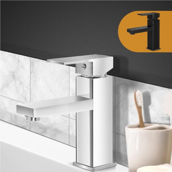Cefito Bathroom Taps Square Mixer Tapware WELS Black/Silver Matt black