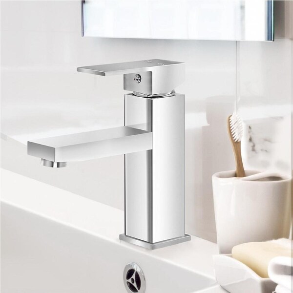 Cefito Bathroom Taps Square Mixer Tapware WELS Black/Silver Polished Chrome