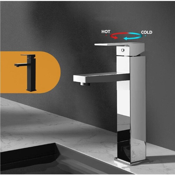 Cefito Bathroom Taps Tall Mixer Sink Laundry WELS Black/Silver Matt black