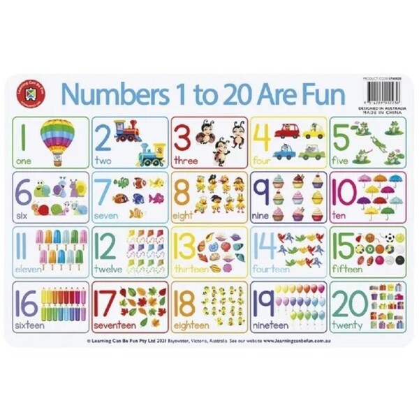 Learning Can Be Fun - Numbers 1 to 20 Placemat