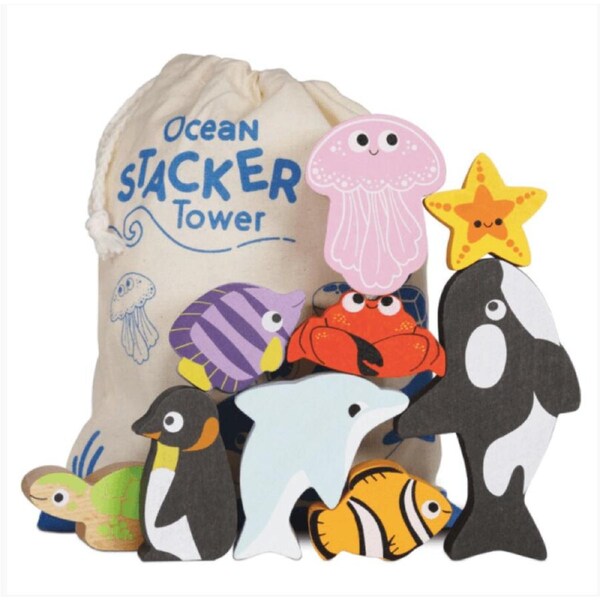 Le Toy Van Petilou Ocean Stacking Animals & Bag