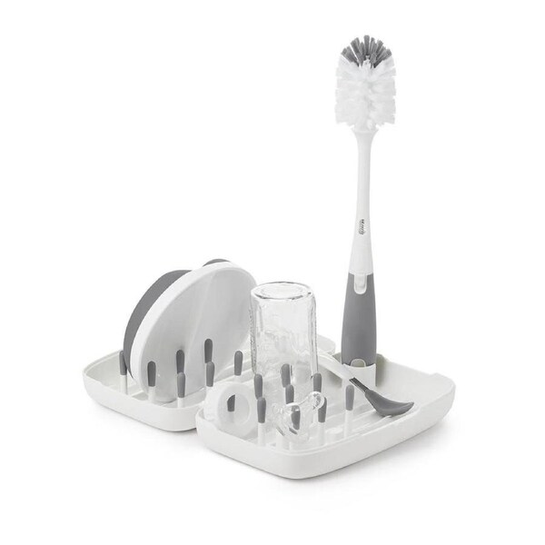 Oxo Tot On-the-Go Drying Rack & Bottle Brush - Grey