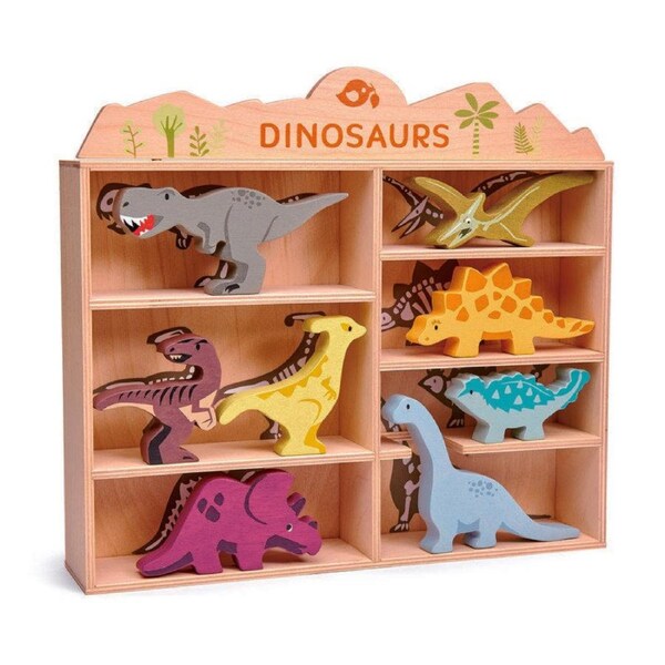 Tender Leaf Toys Wooden Dinosaur Display Shelf Set