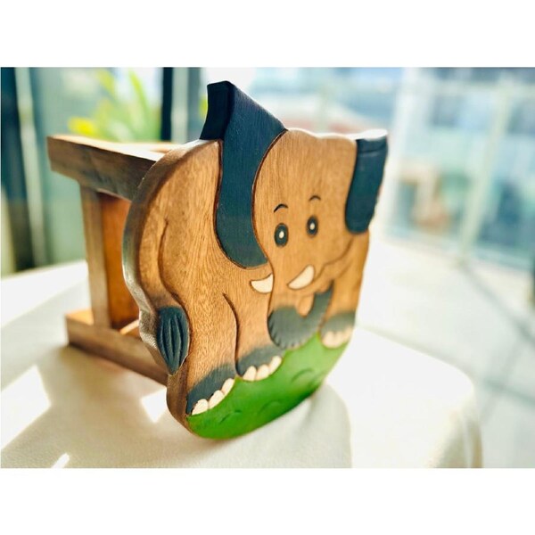 Children's Wooden Stool ELEPHANT FACE Themed Chair Toddlers Step sitting Stool
