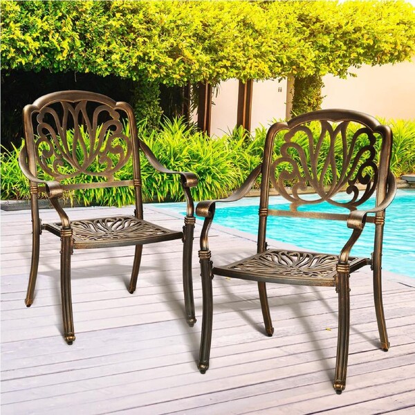 Livsip Outdoor Dining Chairs Set 2 Piece Bistro Set Cast Aluminum Patio Garden Furniture
