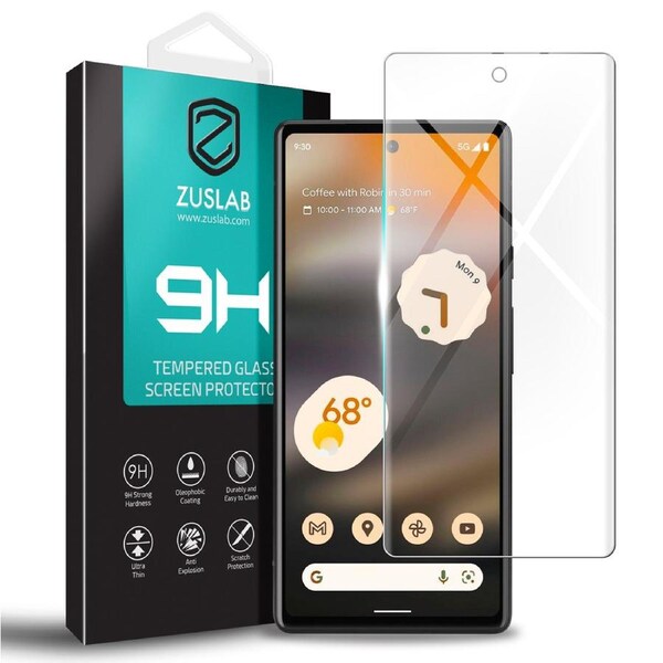 ZUSLAB Pixel 6a Tempered Glass Screen Protector Film Case Friendly 9H Hardness for Google (2022) - Clear