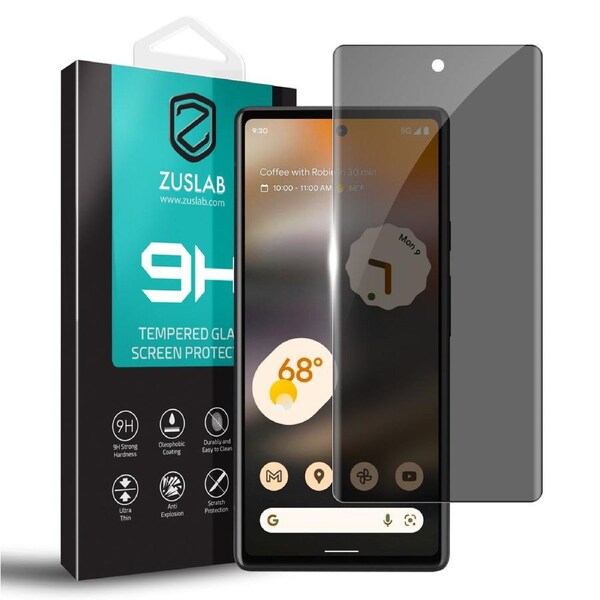 ZUSLAB Pixel 6a Privacy Tempered Glass Screen Protector Film Anti Spy Case Friendly 9H Hardness for Google (2022)