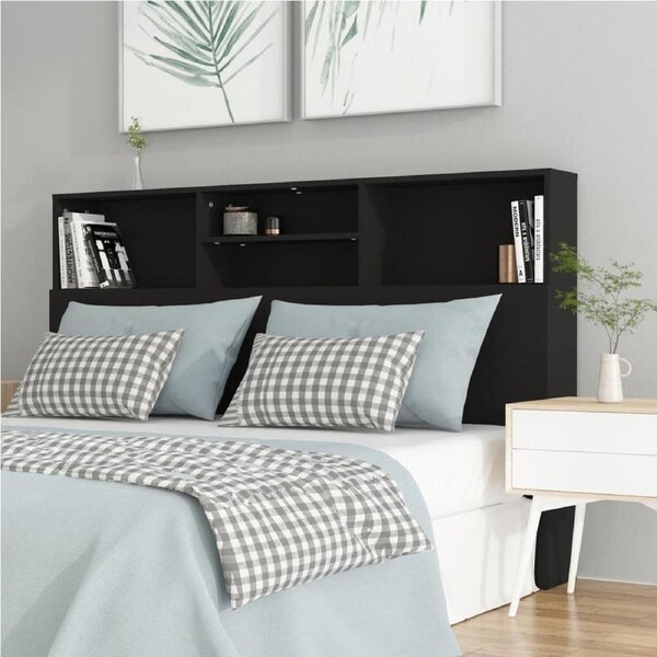 Headboard Cabinet Black 160 cm vidaXL