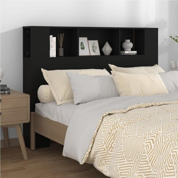 Headboard Cabinet Black 140 cm vidaXL