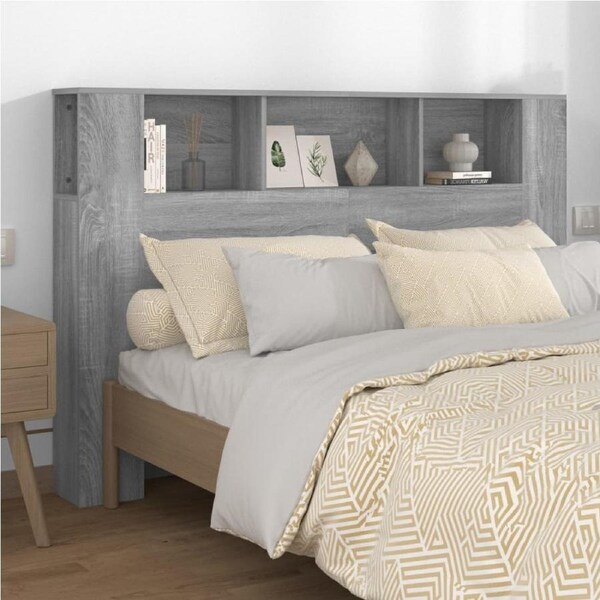 Headboard Cabinet Grey Sonoma 160 cm vidaXL