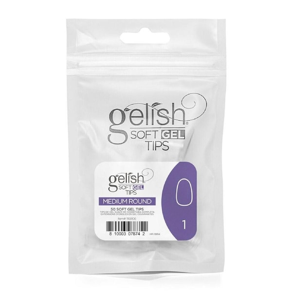 Harmony Gelish Soft Gel Nail False Tips Medium Round Refill Size 1 50pcs