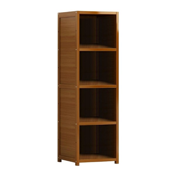 Bamboo 4-Shelf Bookcase – Adjustable Display Storage Rack Stand for Living Room, Bedroom, Office or Home Organisation
