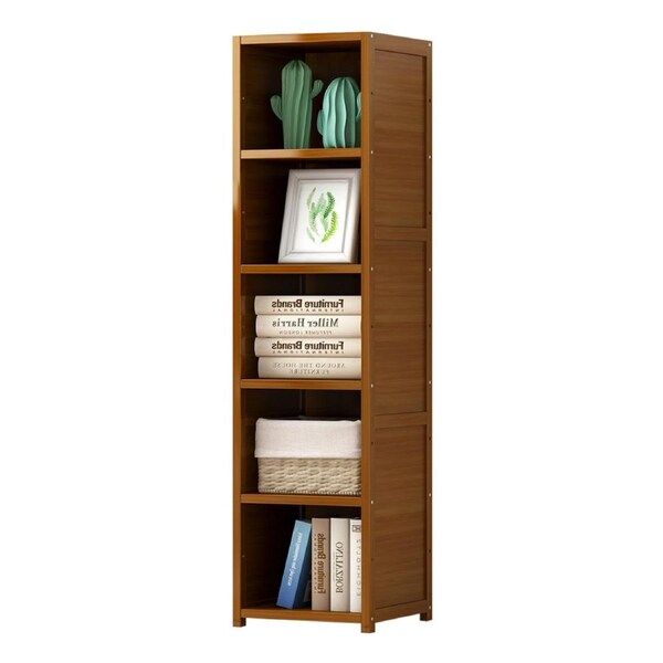 Bamboo 5-Shelf Bookcase – Tall Display Storage Rack Stand for Living Room, Bedroom, Office or Home Organisation