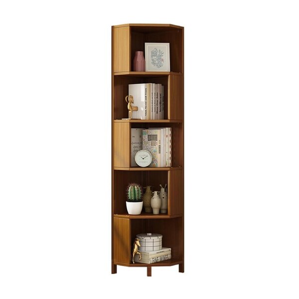 5-Shelf Corner Bookcase Industrial Bookshelf Display Storage Stand