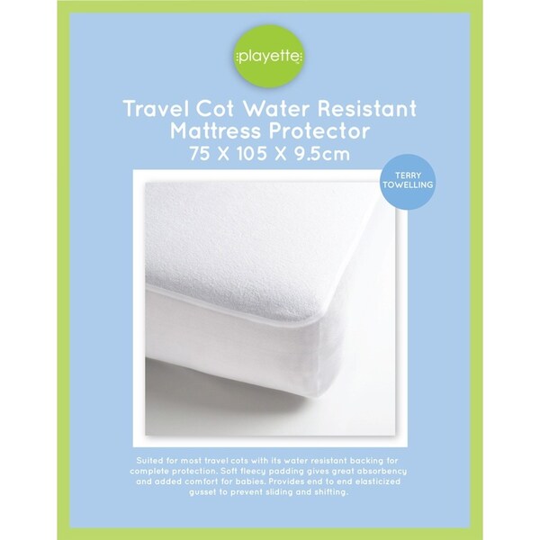Playette Terry Towelling 105cm Soft Mattress Protector Water Resistant White