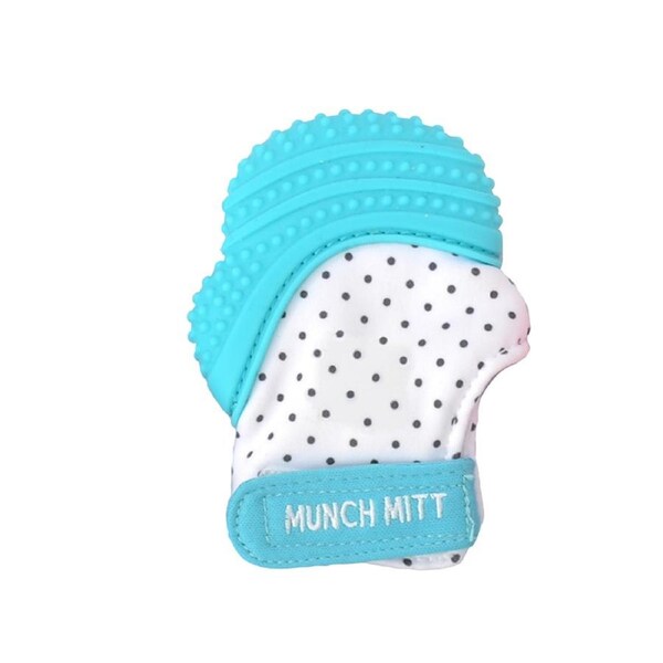 Malarkey Kids Munch Mitt Baby 3-7m Teething Mitten Gloves Silicone Aqua Blue