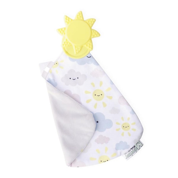 Malarkey Kids Munch-it Soft Fabric Baby 3m+ Chewing Blanket Silicone Sunshine