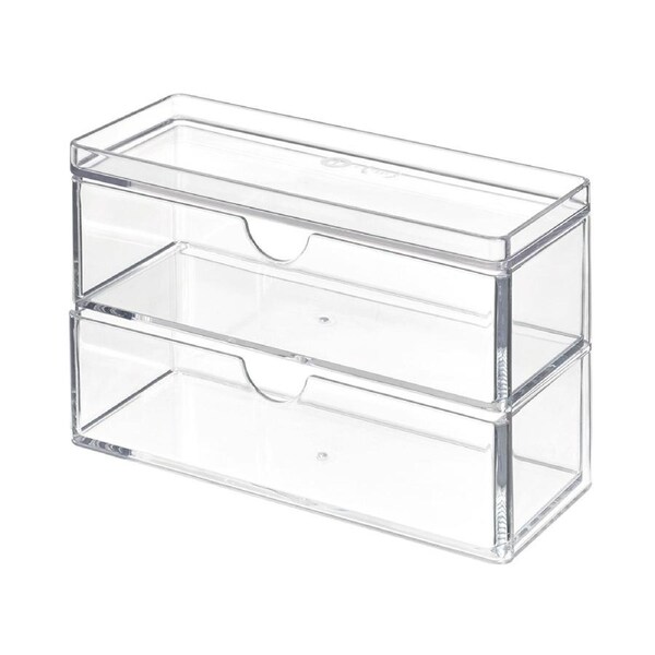 iDesign The Home Edit Mini Multi-Purpose 2-Drawer Storage Organiser Clear 7"