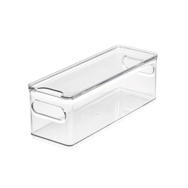 iDesign The Home Edit Stackable Kitchen Fridge Organiser Bin Narrow Clear 30cm