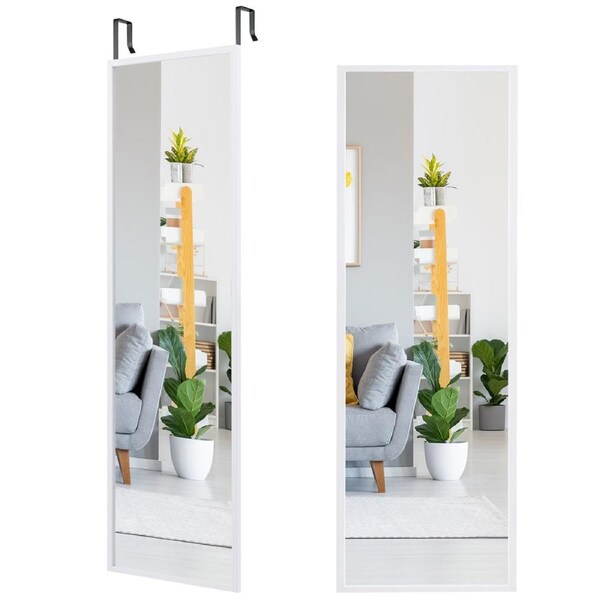 Giantex Full length Mirror w/2 x Height Adjustable Hooks Hanging Dresser Mirror for Bedroom Bathroom Entryway White