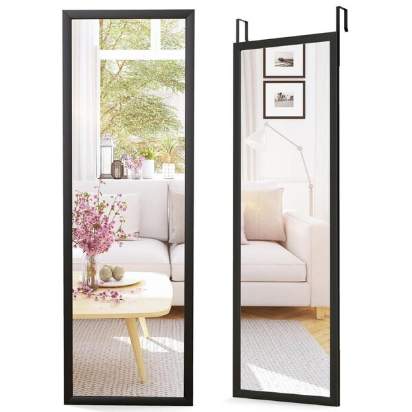 Giantex Full length Mirror w/2 x Height Adjustable Hooks Hanging Dresser Mirror for Bedroom Bathroom Entryway Black