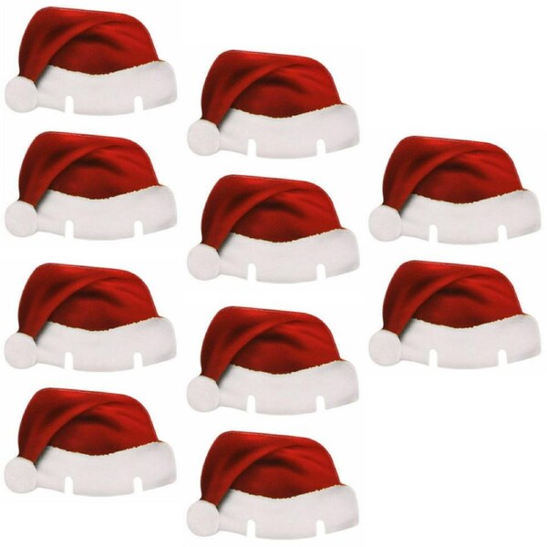 10pcs Xmas Hats Champagne Wine Glass Caps Christmas Holiday Party Decorations