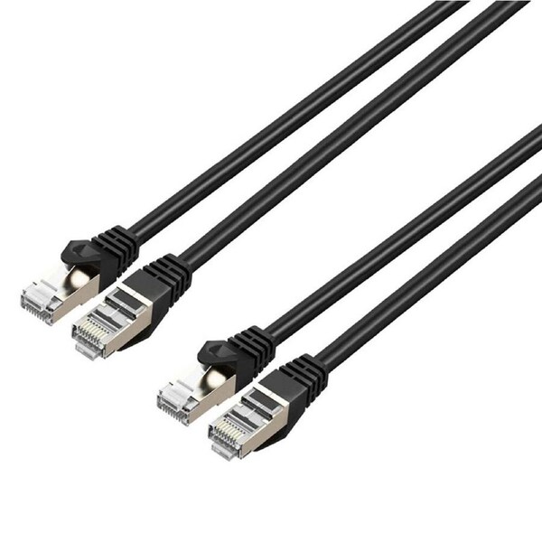 2x Cruxtec 2m Cat7 RJ45 10GbE SF/FTP Triple Shield Ethernet Network Cable Black