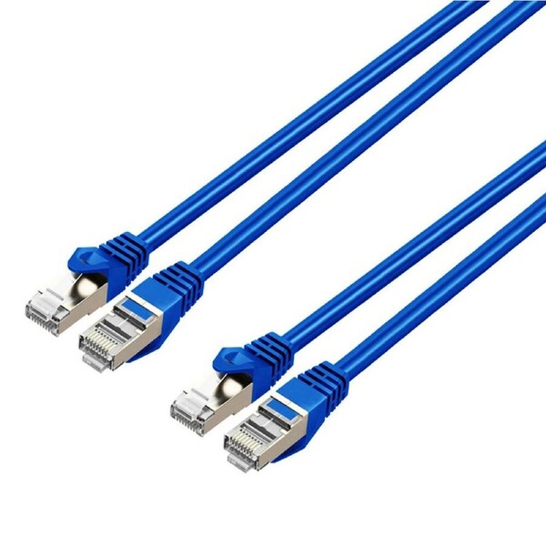 2x Cruxtec 2m Cat7 RJ45 10GbE SF/FTP Triple Shield Ethernet Network Cable Blue