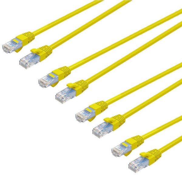 4x Cruxtec 10m Cat6 RJ45 Patch Lead LAN Internet Ethernet Network Cable/Cord YEL