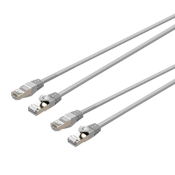 2x Cruxtec 2m Cat7 RJ45 10GbE SF/FTP Triple Shield Ethernet Network Cable White