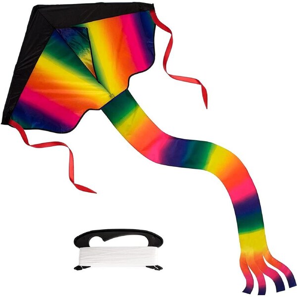 Rainbow Delta kite,Rainbow Kite Kids Outdoor Game Fun,Good for Family Activity On The Beach and Park,Extremely Easy to Fly Kite,The Best Gift for outdoor play