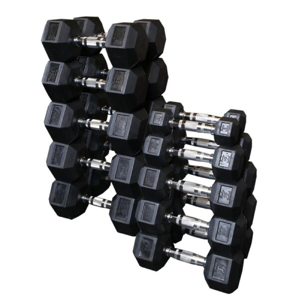 Body-Solid Rubber Coated Hex Dumbbell PACKAGE (235 Kg)