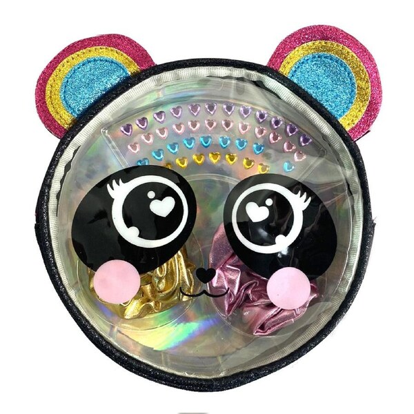 Panda Kids/Childrens Glitter Round Bag Earring Sticker w/Strap/Hair Scrunchie