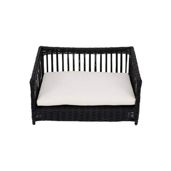 Teamson Pets Clotho Outdoor Wicker Pet Daybed for Cat or Small Dog, Espresso/Cream