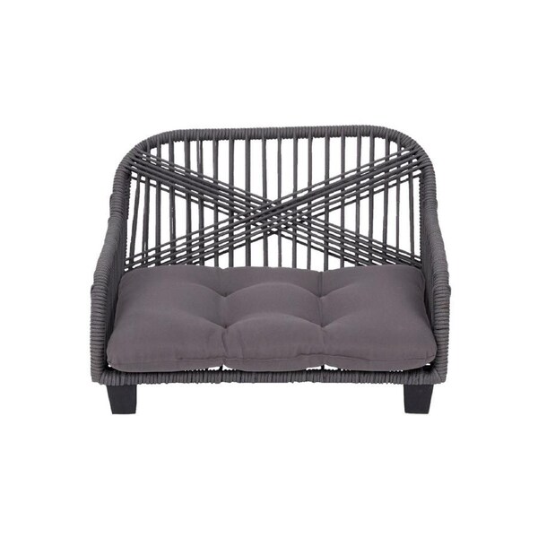 Teamson Pets Lachesis Outdoor Woven Rope Pet Settee with Cushion Water Resistant