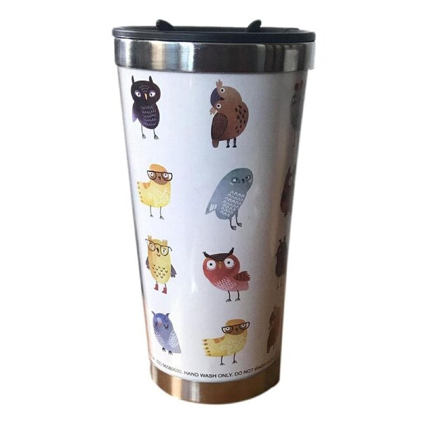 French Country Travel Tea Coffee Mug Friendly Owls Acrylic