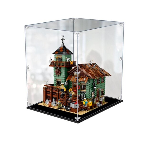 Acrylic Display Case for LEGO 21310 Ideas Old Fishing Store Figure Storage Box Dust Proof Glue Free