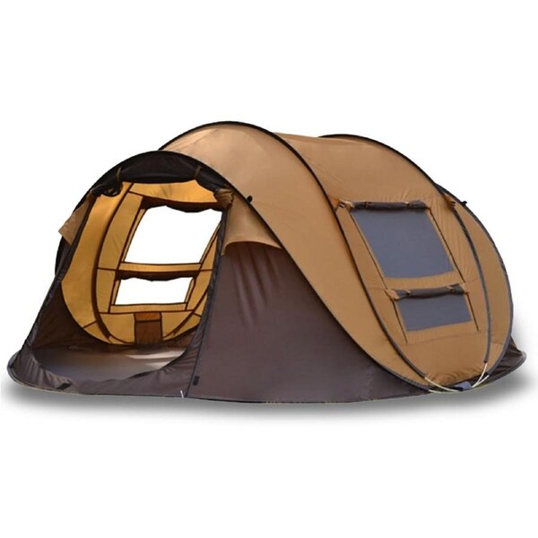 Waterproof Instant Beach Camping Tent 6 Person Pop up Tents Family Hiking Dome - brown