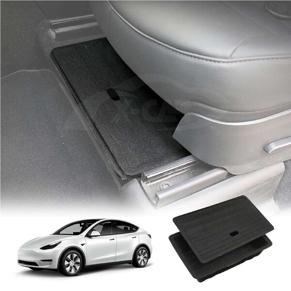 Car Under Seat Storage Box for Tesla Model Y 2022-2025 Front Seats Organizer Tray Flocking