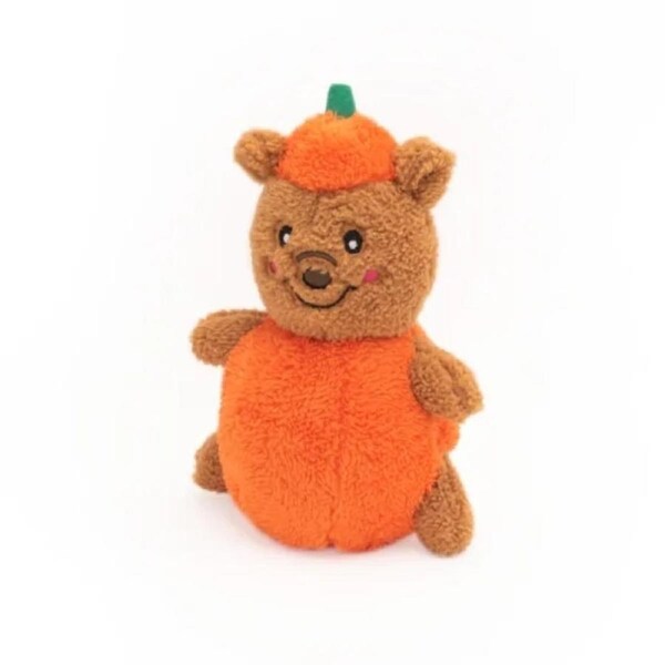 Zippy Paws Holiday Cheeky Chumz Plush Dog Toy - Halloween Pumpkin Bear