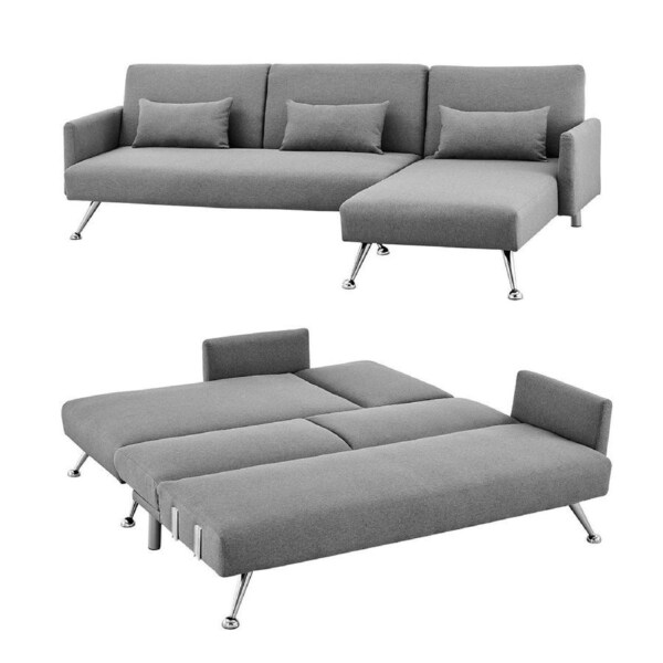 Foret 3 Seater Sofa Bed Modular Corner Lounge Recliner Couch in shade grey