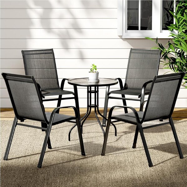 Gardeon Outdoor Furniture 5 pcs Dining Set Table and chairs Stackable Bistro Set Patio Coffee