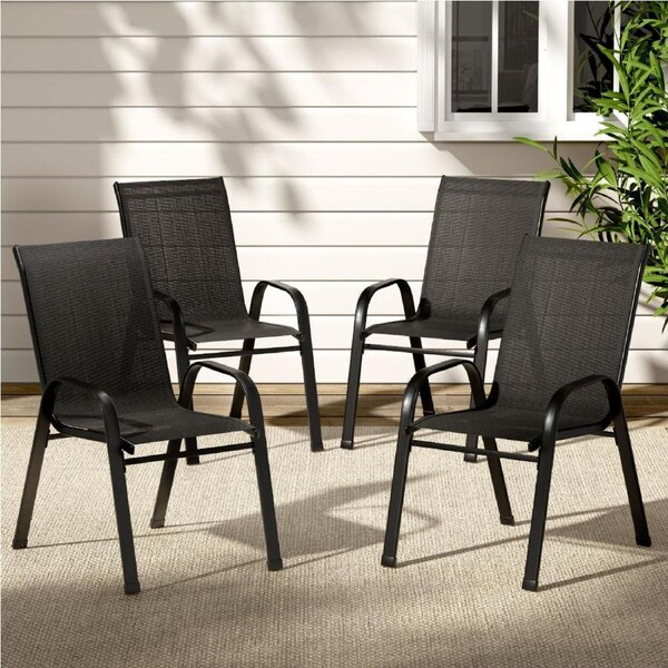 4x Gardeon Outdoor Dining Chairs Stackable Lounge Chair Bistro Set Patio Furniture