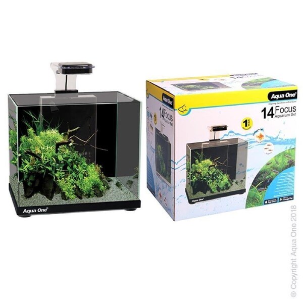 Aqua One Focus 14 Glass Aquarium 14L 30x22x27cm 56221BK Black
