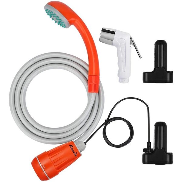 KEDSUM Portable Camping Shower, Camping Shower Pump with Detachable USB Rechargeable Batteries, Portable Outdoor Shower Head for Camping, Hiking, Trav