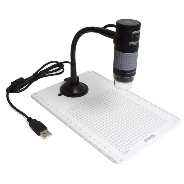 Plugable USB 2.0 Digital Microscope with Flexible Arm Observation Stand for Windows, Mac, Linux (2 MP, 250x Magnification).