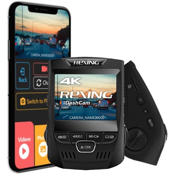 Rexing V1 3rd Generation 4K UHD WiFi Car Dash Cam 2.4" LCD 170° Wide Angle Dashboard Camera Recorder with WiFi, 32GB Card, G-Sensor, WDR, Loop Recordi
